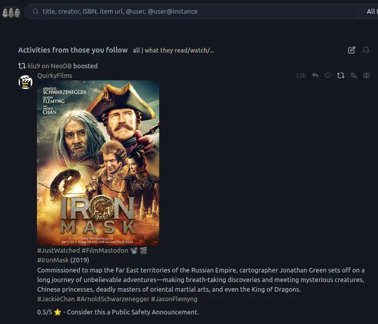 Of course you can open Mastodon posts on NeoDB!