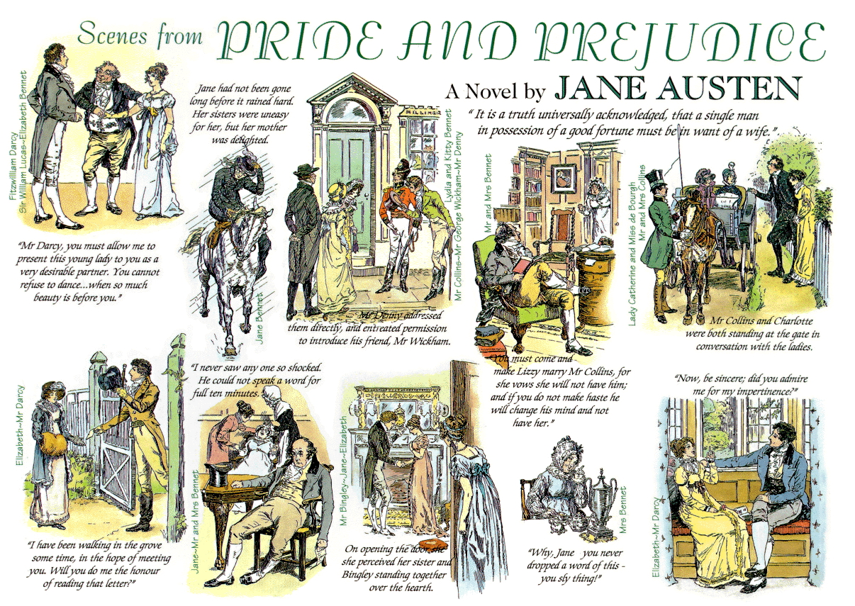 A card of Brock's illustrations of Jane Austen's Novel Pride and Prejudice, (some possibly touched up by his brother).
https://en.wikipedia.org/wiki/Pride_and_Prejudice#/media/File:Scenes_from_Pride_and_Prejudice.png A card of Brock's illustrations of Jane Austen's Novel Pride and Prejudice, (some possibly touched up by his brother).
https://en.wikipedia.org/wiki/Pride_and_Prejudice#/media/File:Scenes_from_Pride_and_Prejudice.png